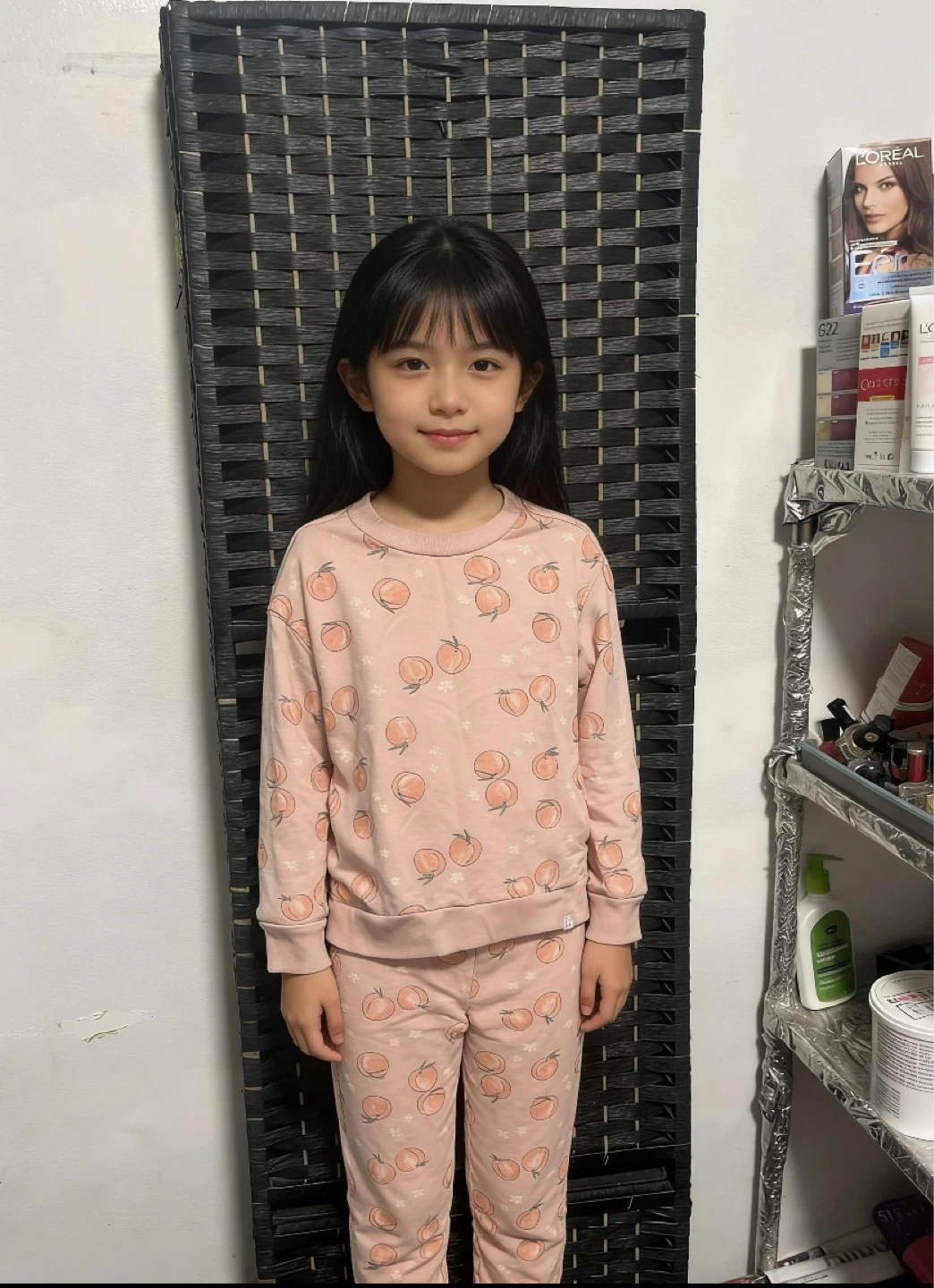 Kids Peach Print Sweatshirt and Pants Set