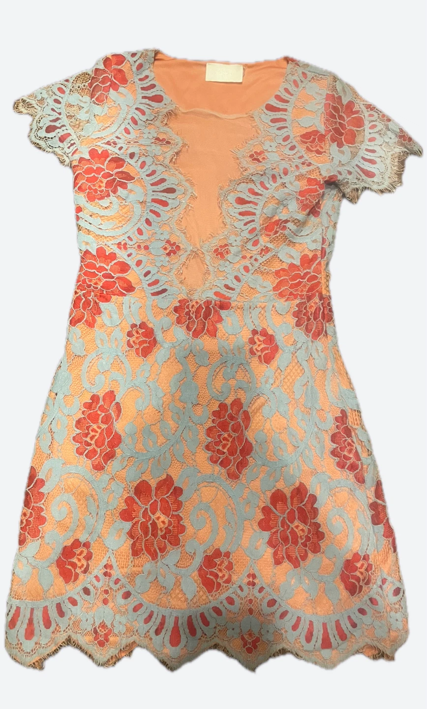 Storia Lace Dress - Coral, Blue, Red