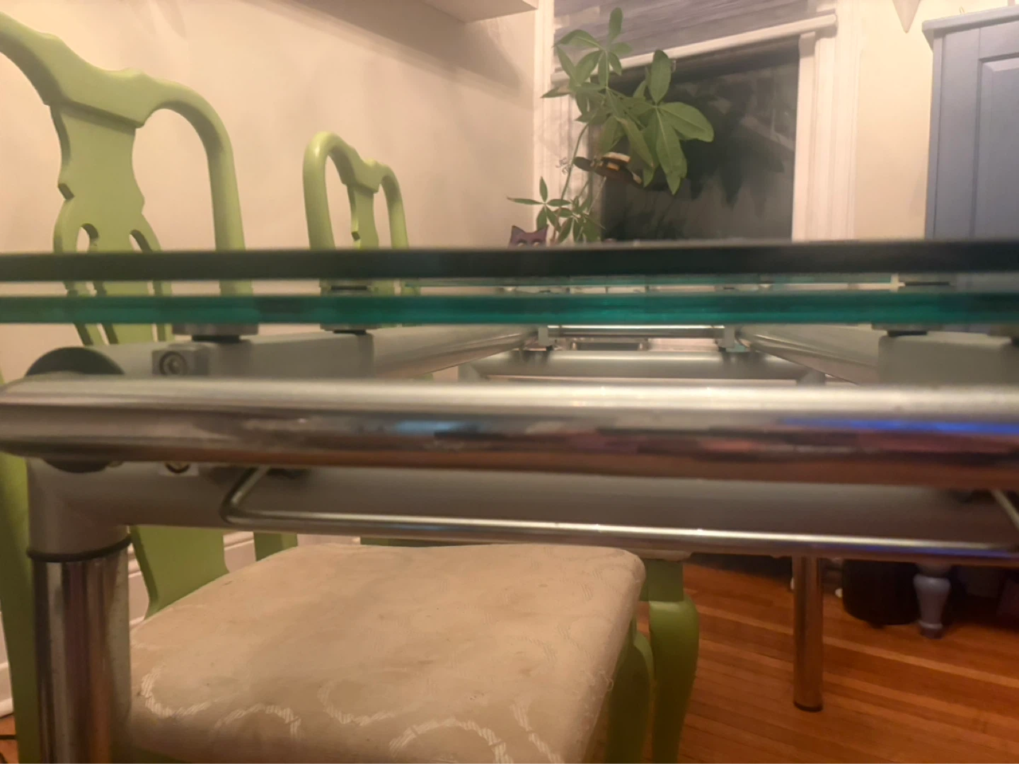 Glass Top Dining Table with 4 Green Chairs - photo 4