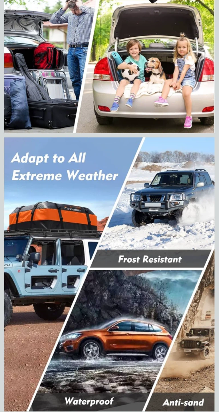 Fivklemmnz 15 Cubic Feet Waterproof Rooftop Cargo Carrier - photo 4