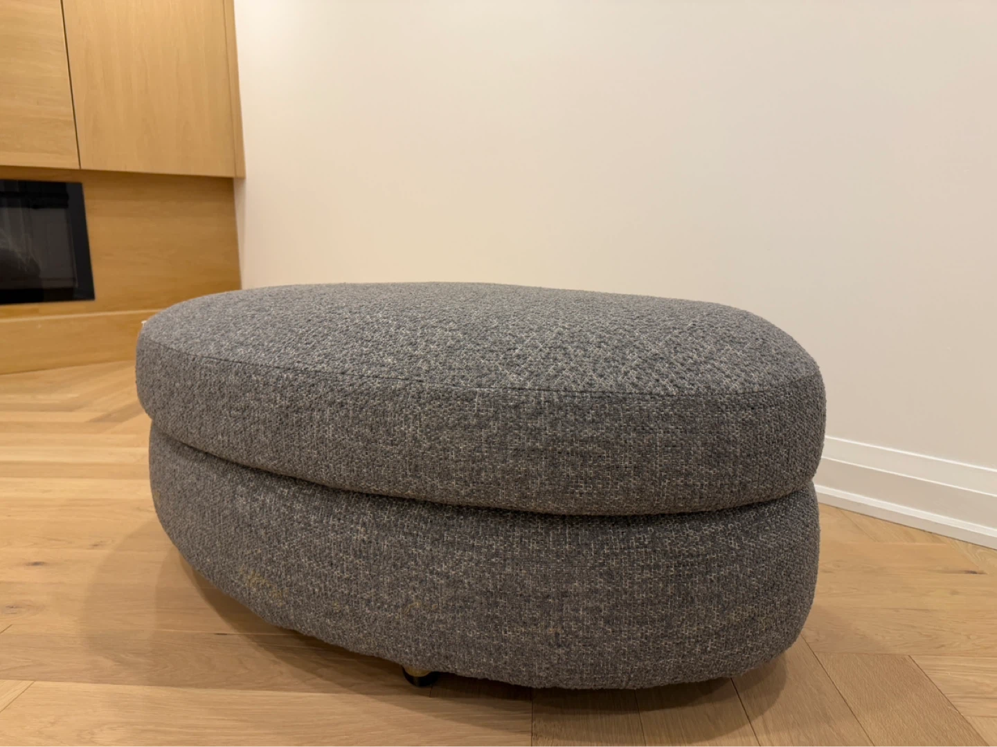 Grey Round Ottoman Pouf
