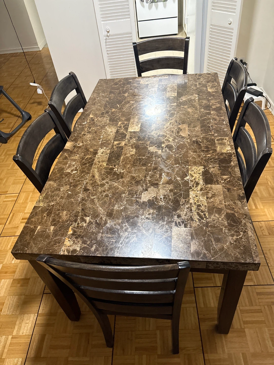 Only this week sales!! Marble top dining table with 6 chairs