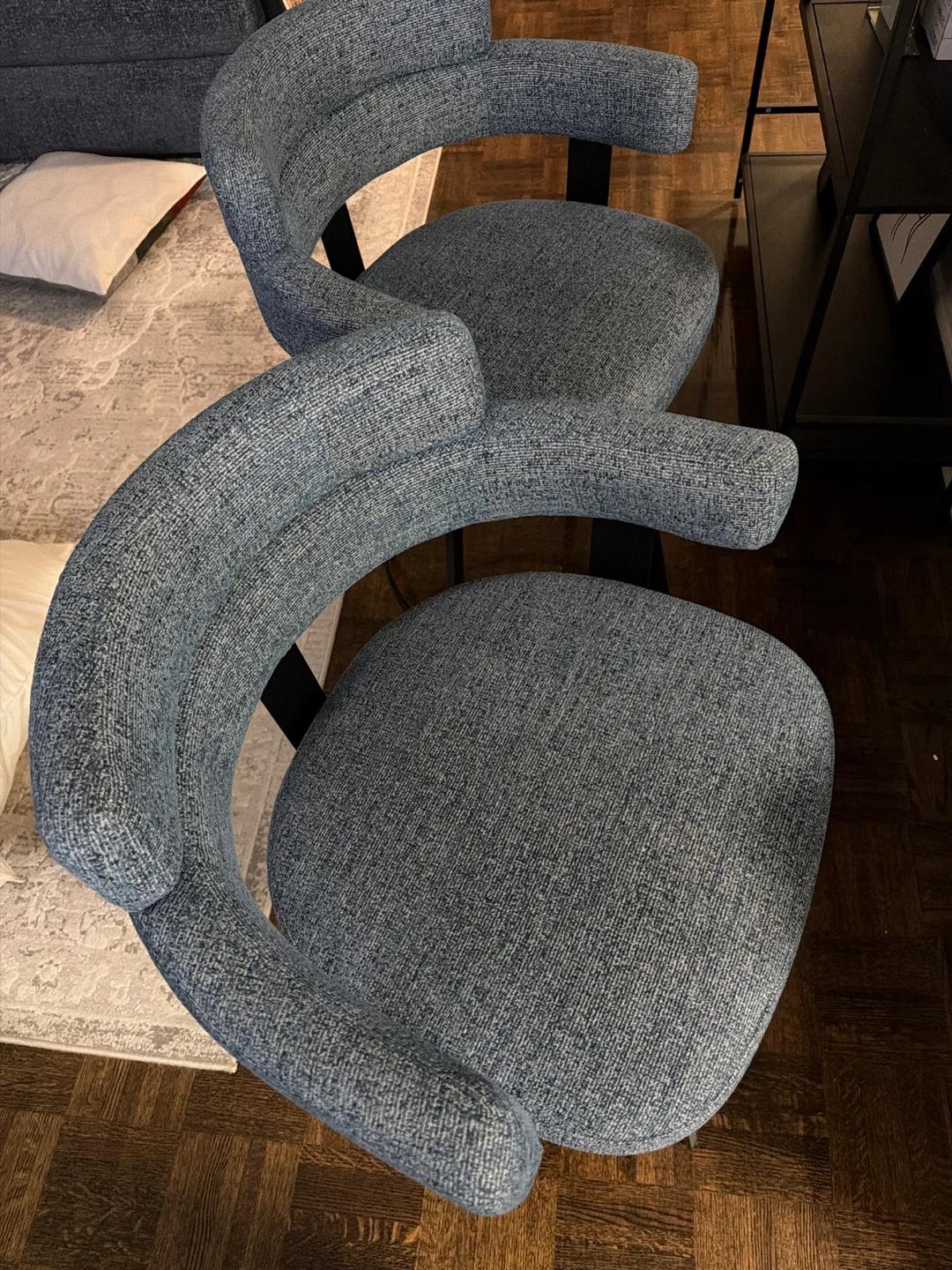 Set of 2 Blue Upholstered Bar Stools - photo 2