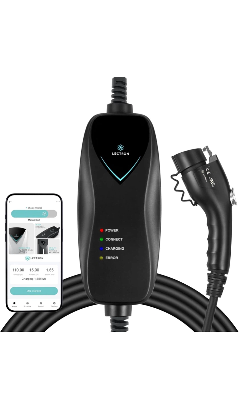 Lectron Level 1 EV Charger 15 Amp, 16 ft Extension Cord