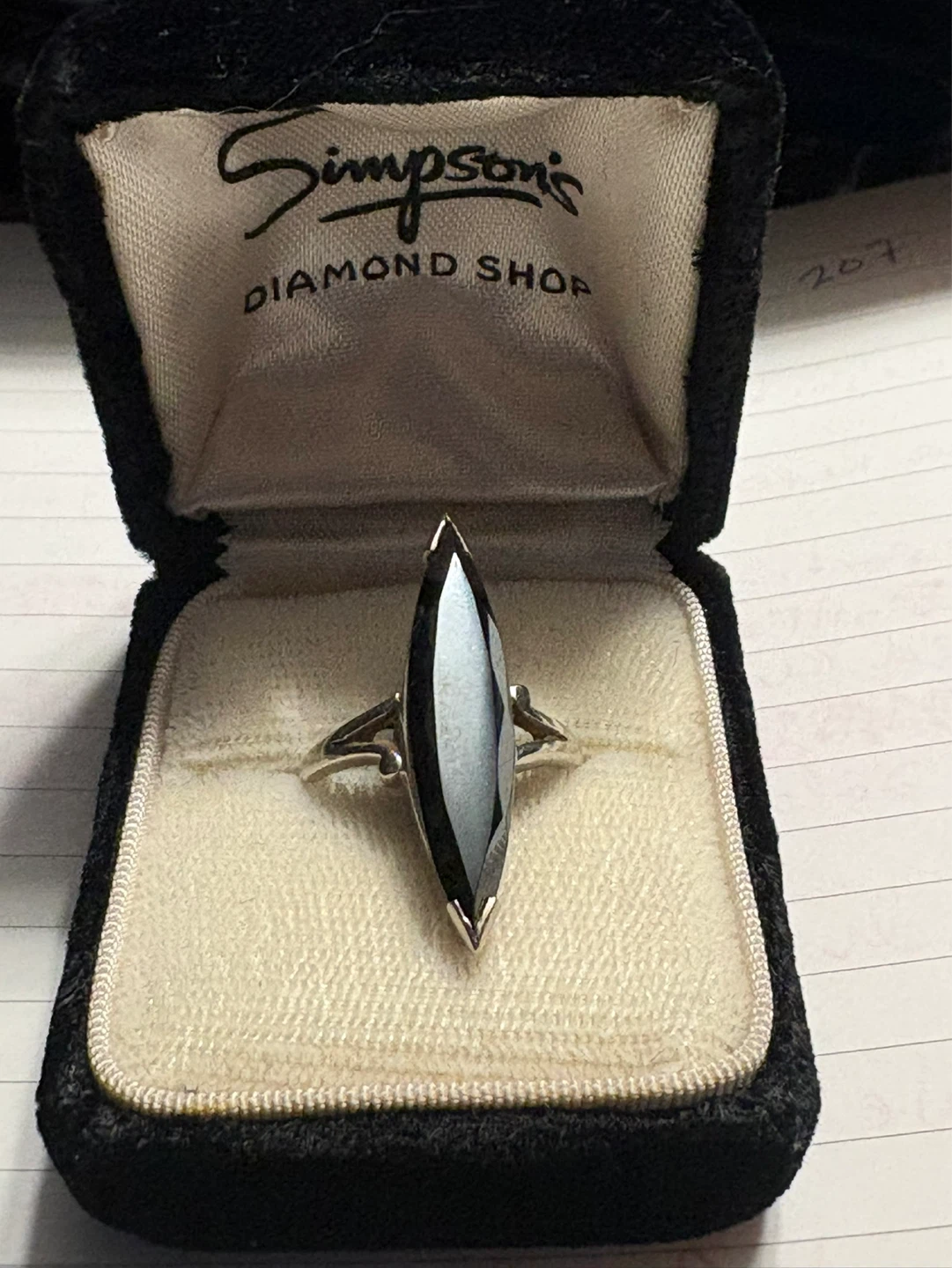 14K Gold Hematite ring in Simpson's Box