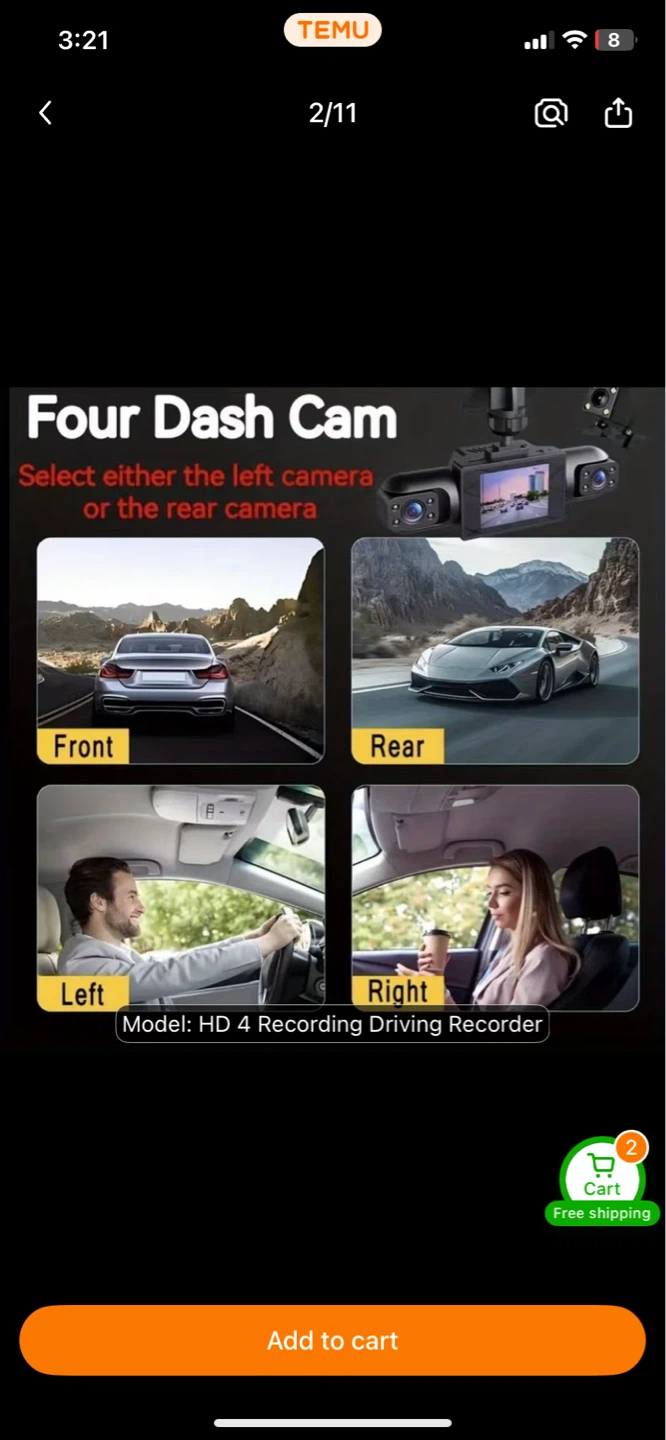 4-Lens Dash Cam - 1080P FHD Resolution - photo 2