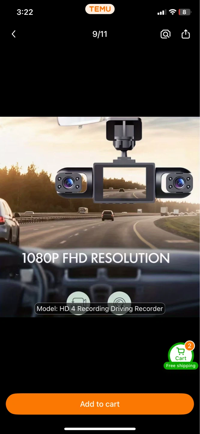 4-Lens Dash Cam - 1080P FHD Resolution
