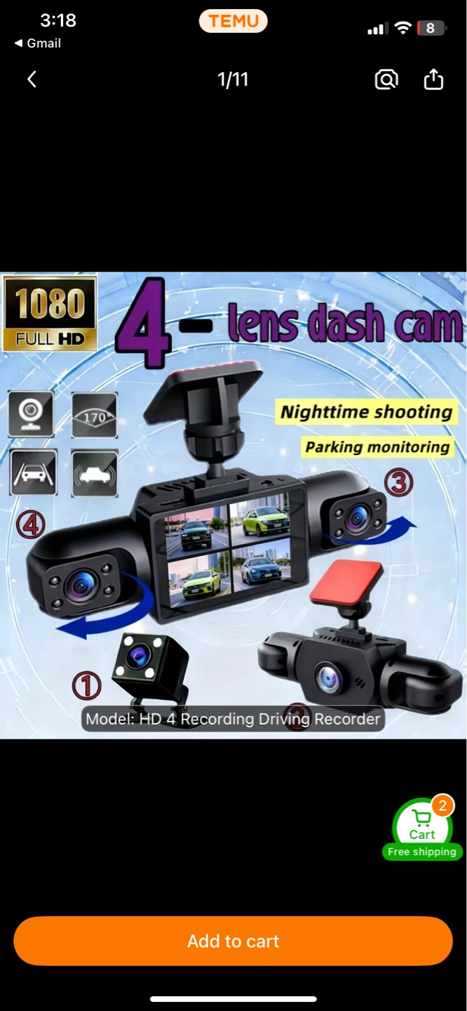 4-Lens Dash Cam - 1080P FHD Resolution - photo 3