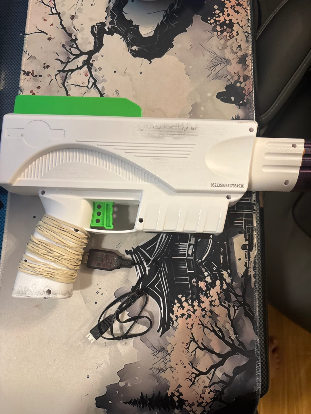 White Toy Blaster with Green Accents and USB Charger - photo 2
