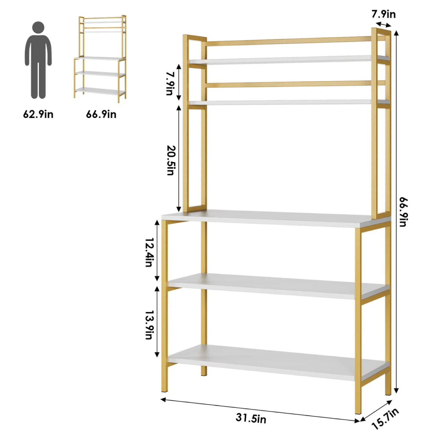 HITHOS Industrial 5-Tier Kitchen Bakers Rack