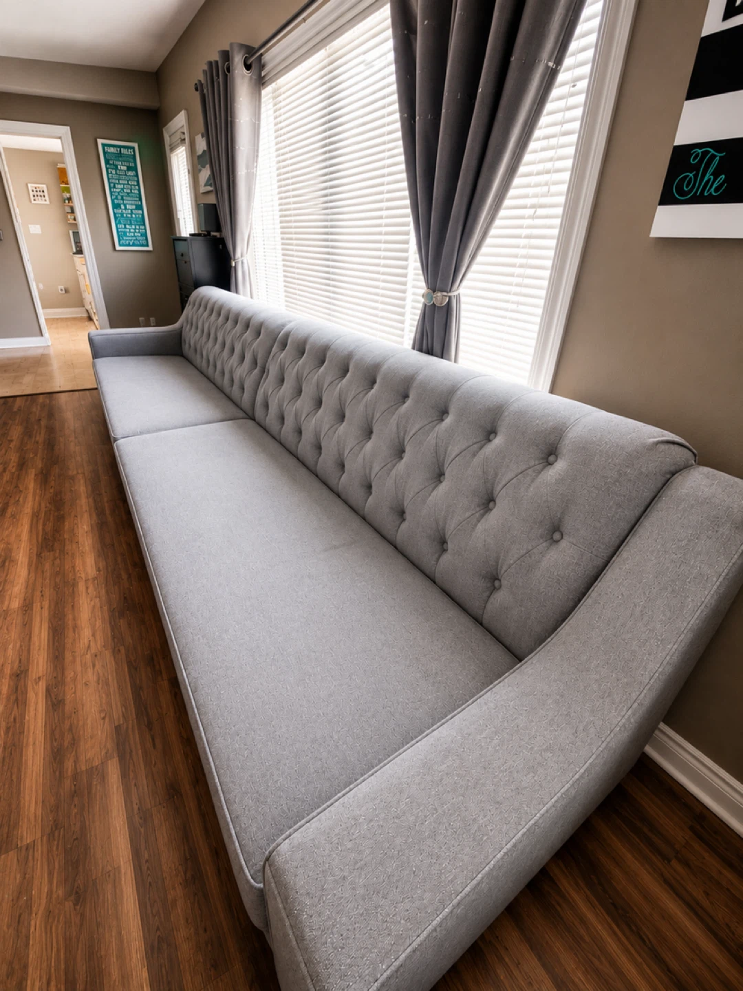 Light Grey Tufted Sectional Sofa - 153" Long - photo 3