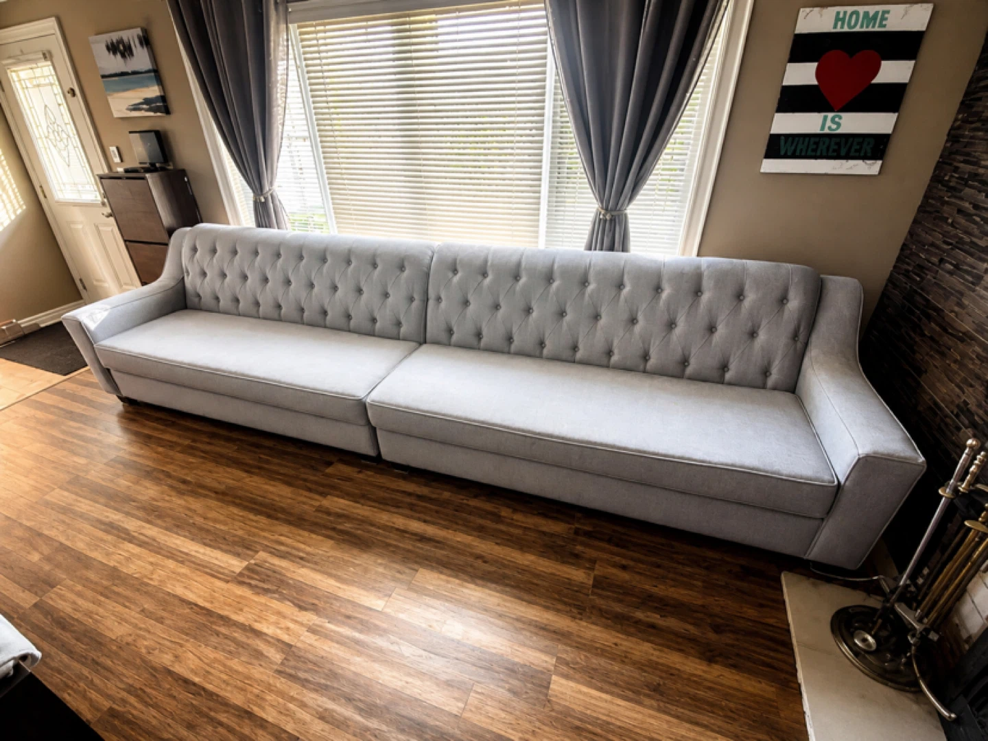 Light Grey Tufted Sectional Sofa - 153" Long - photo 2