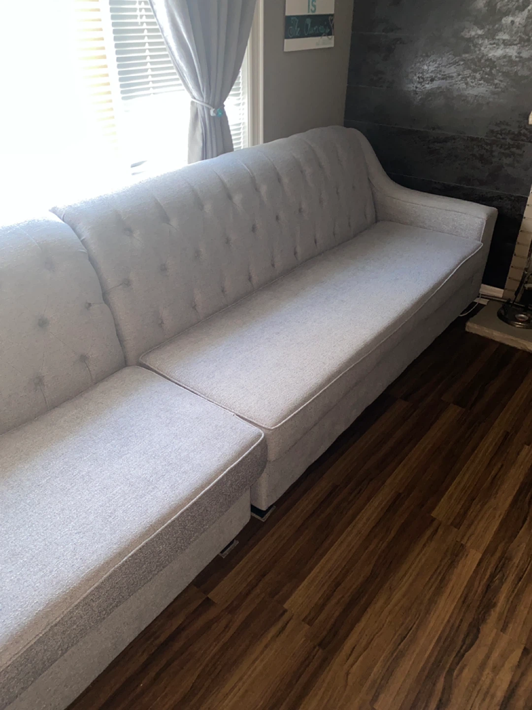 Light Grey Tufted Sectional Sofa - 153" Long - photo 5