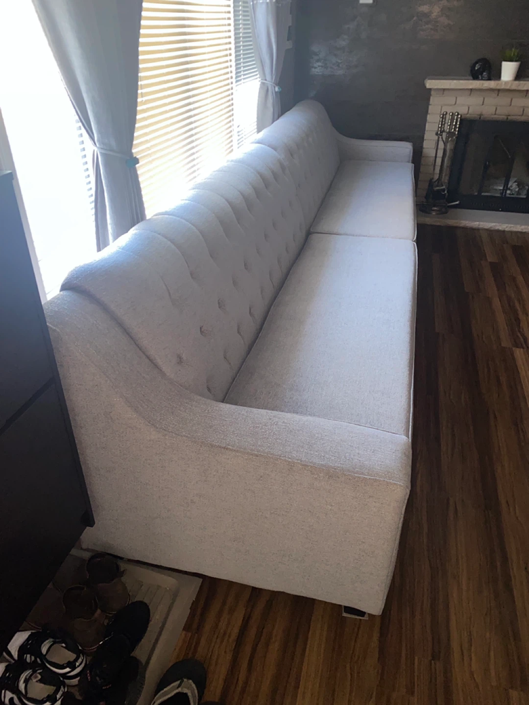 Light Grey Tufted Sectional Sofa - 153" Long - photo 4