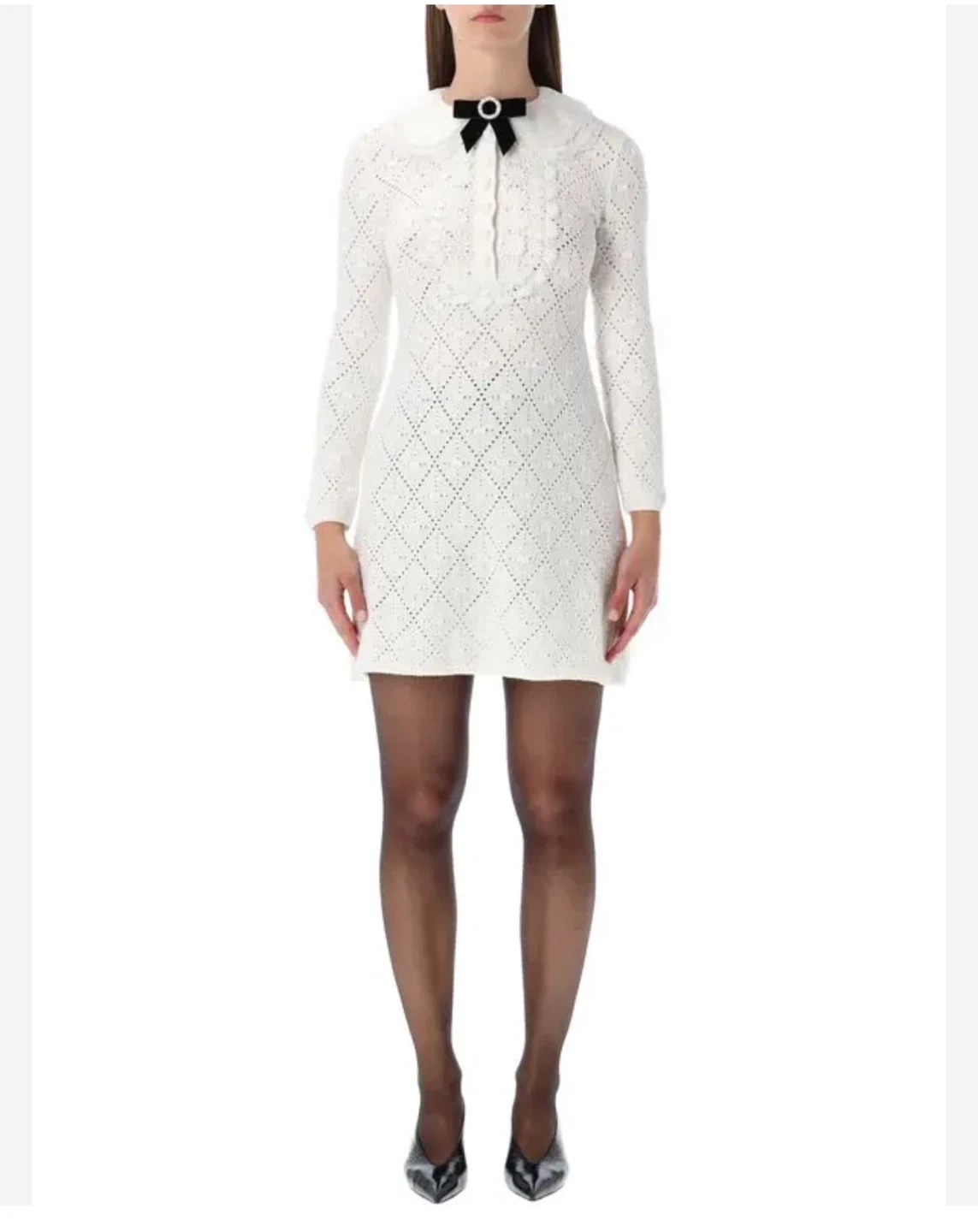 Bella Barnett White Crochet Mini Dress