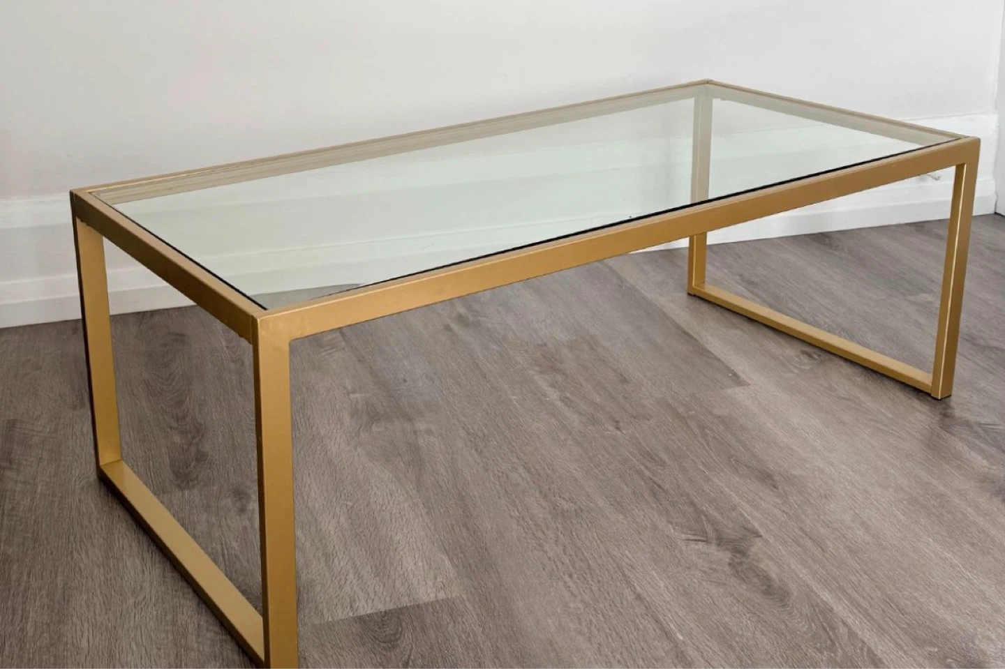 Gold Metal Frame Coffee Table with Glass Top