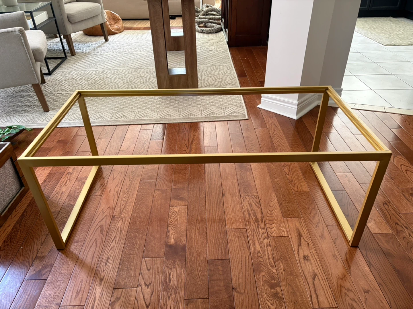 Gold Metal Frame Coffee Table with Glass Top - photo 2