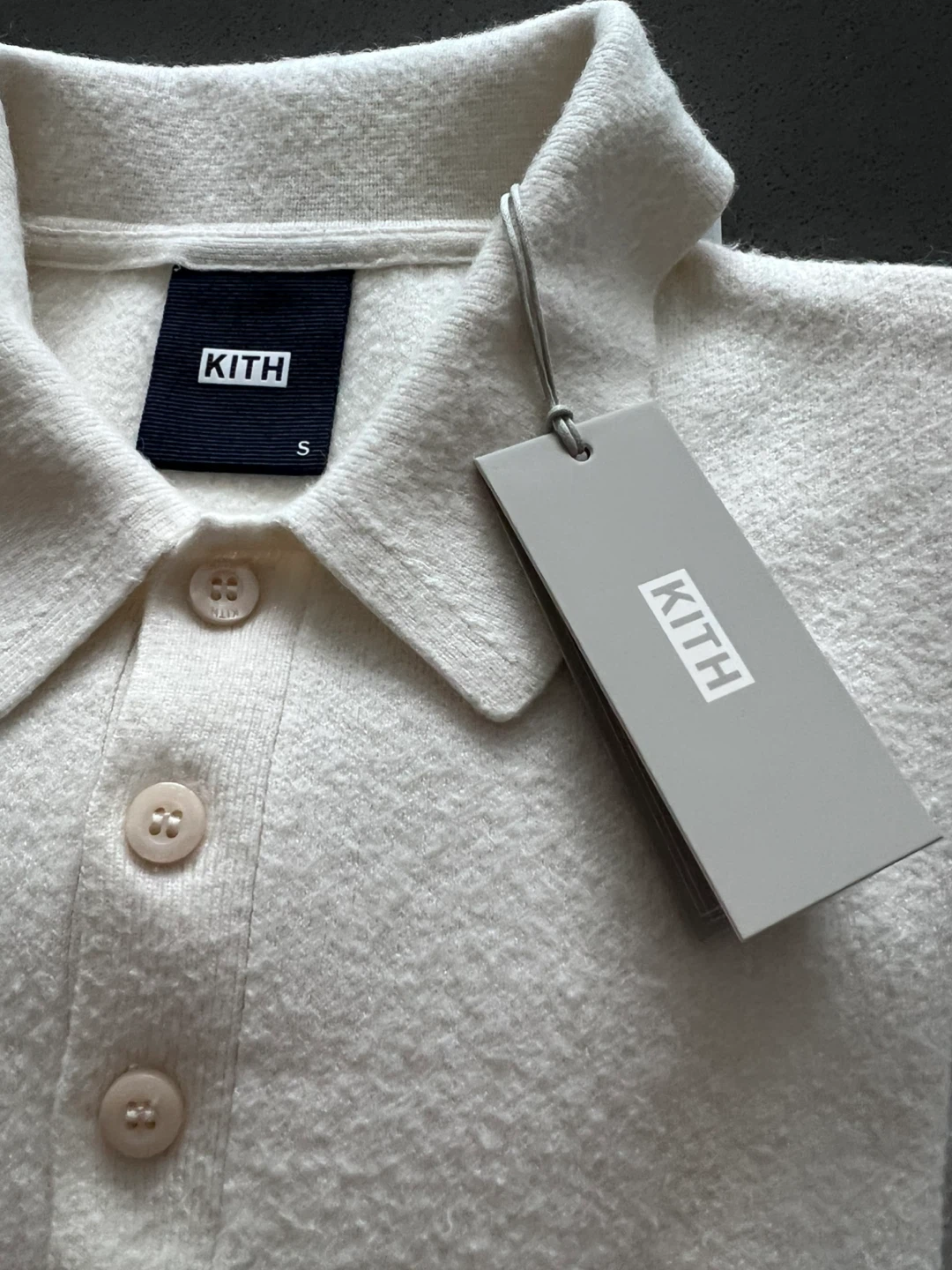 $145 Kith White Cashmere Golf Polo Size Small
