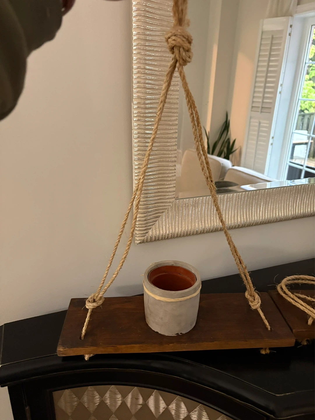 Wooden Hanging Shelf with Rope - photo 4