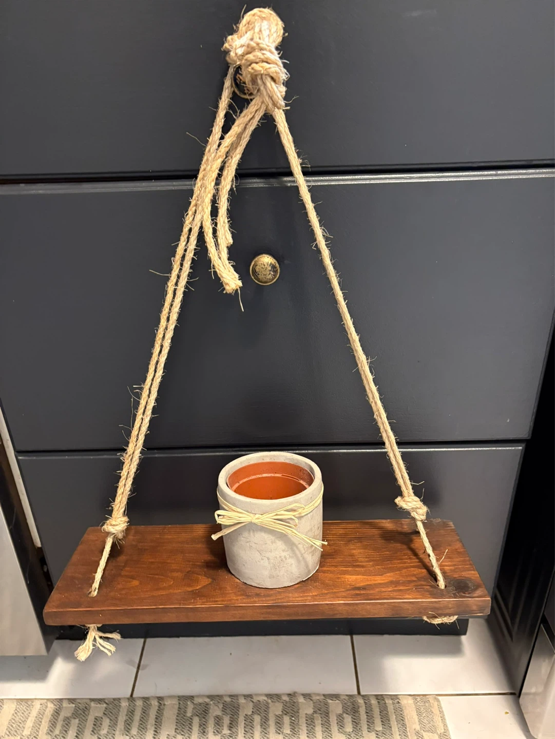 Wooden Hanging Shelf with Rope - photo 2