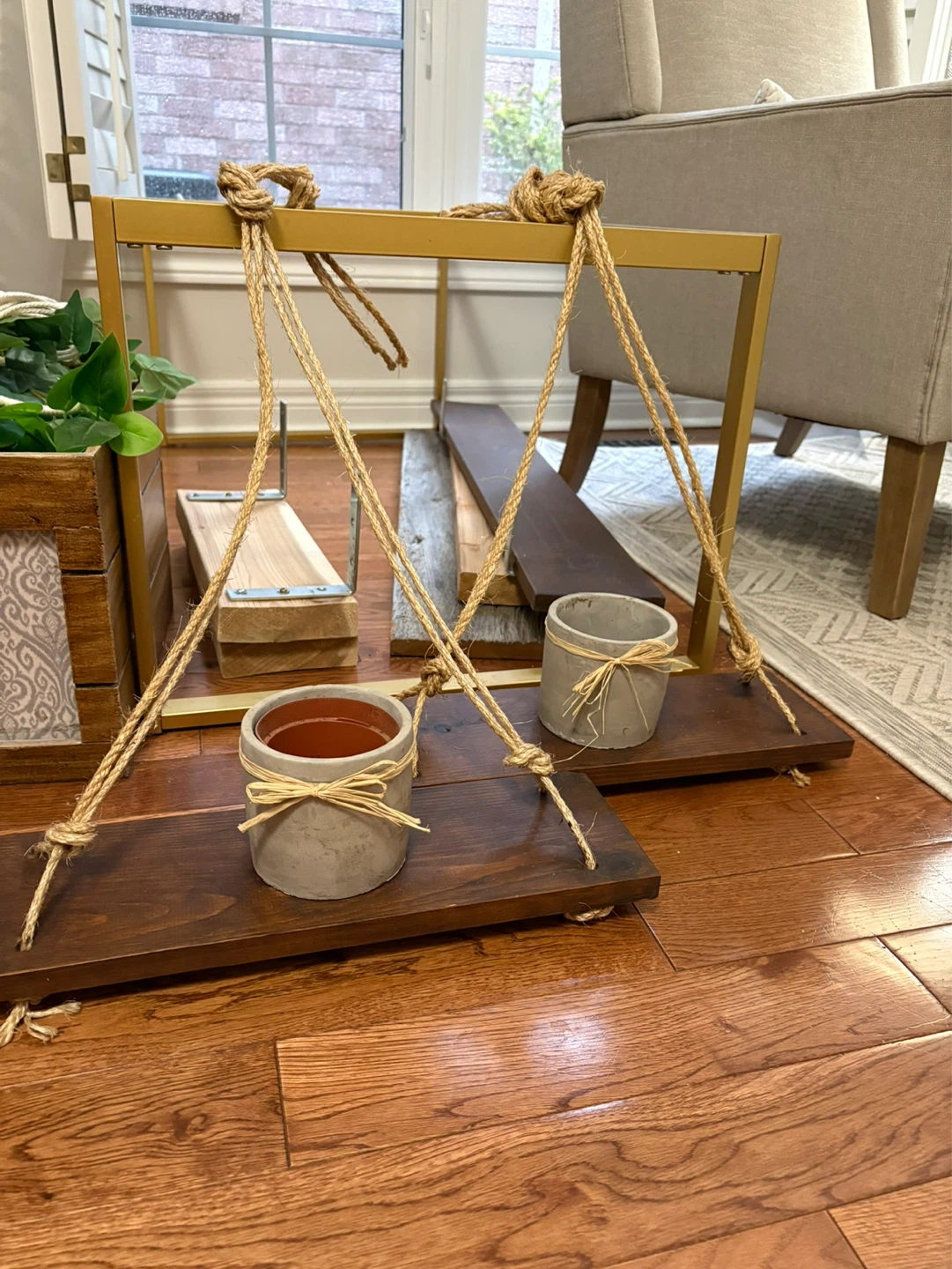 Wooden Hanging Shelf with Rope - photo 5