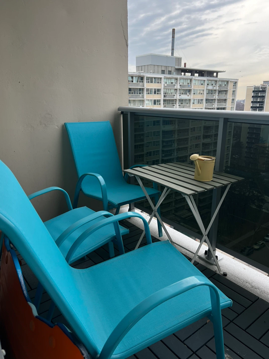 Three bright blue patio chairs - photo 2