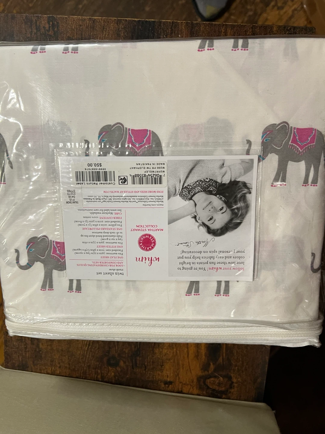 Whim Martha Stewart Twin Sheet Set - Elephants