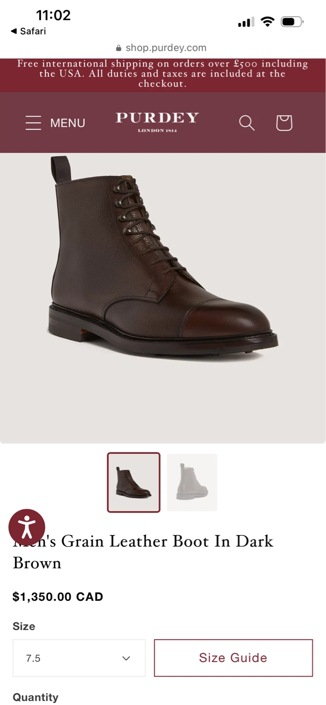 Purdey British Made Men's Grain Leather Boots - photo 4
