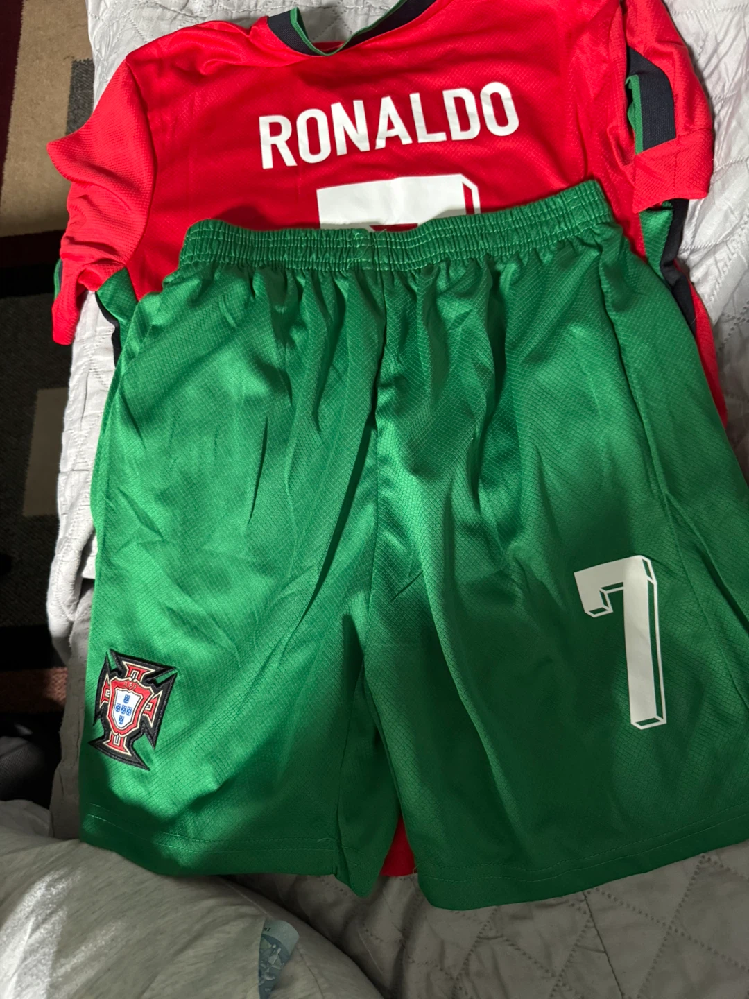 kids Portugal Ronaldo Soccer Jersey and Shorts Set Size 16