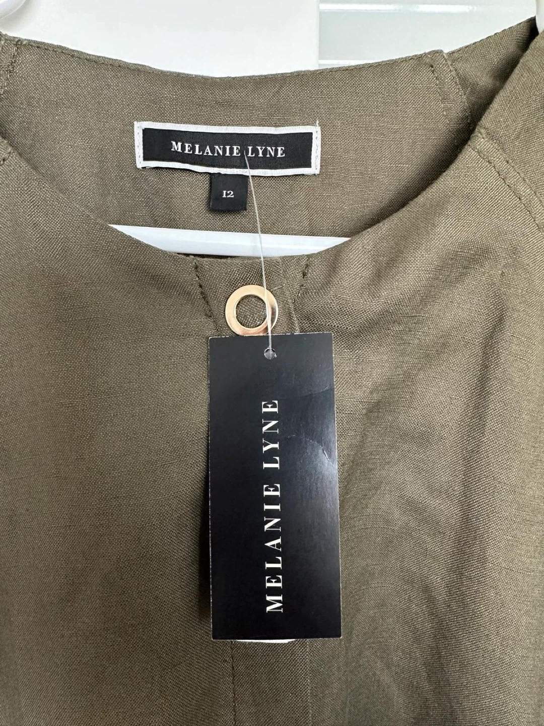 Melanie Lyne Women's Khaki Linen Blend Dress Size 8