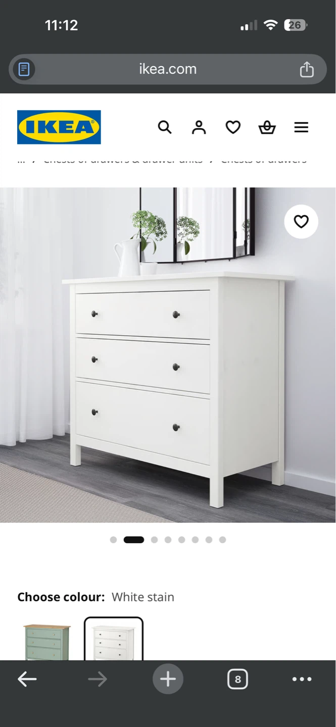 IKEA Hemnes White 3-Drawer Dresser - photo 2