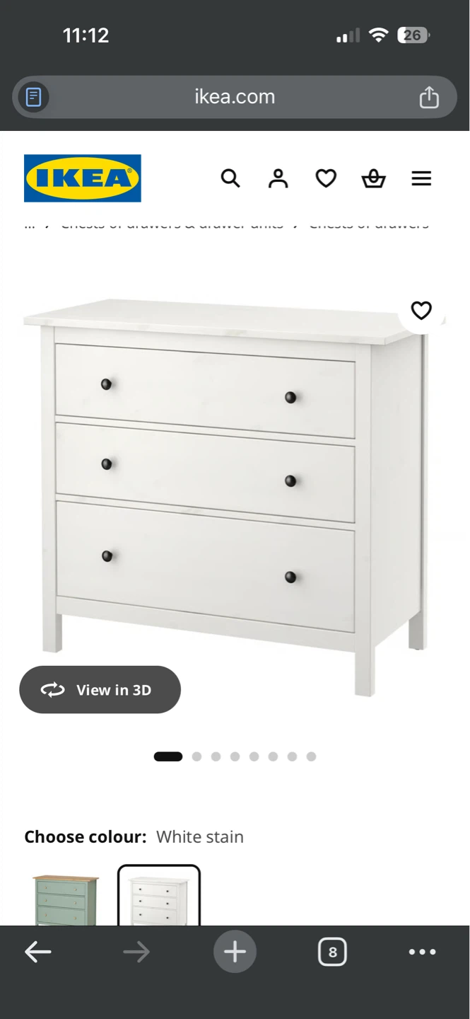 IKEA Hemnes White 3-Drawer Dresser - photo 3