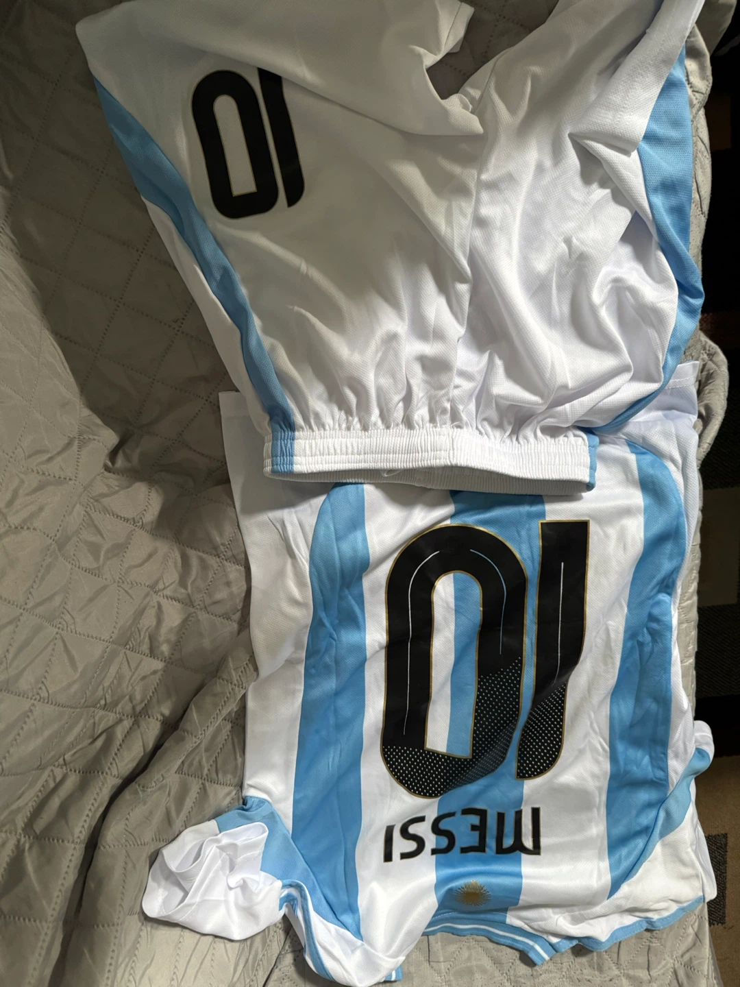 kids Argentina Messi #10 Soccer Jersey and Shorts Set