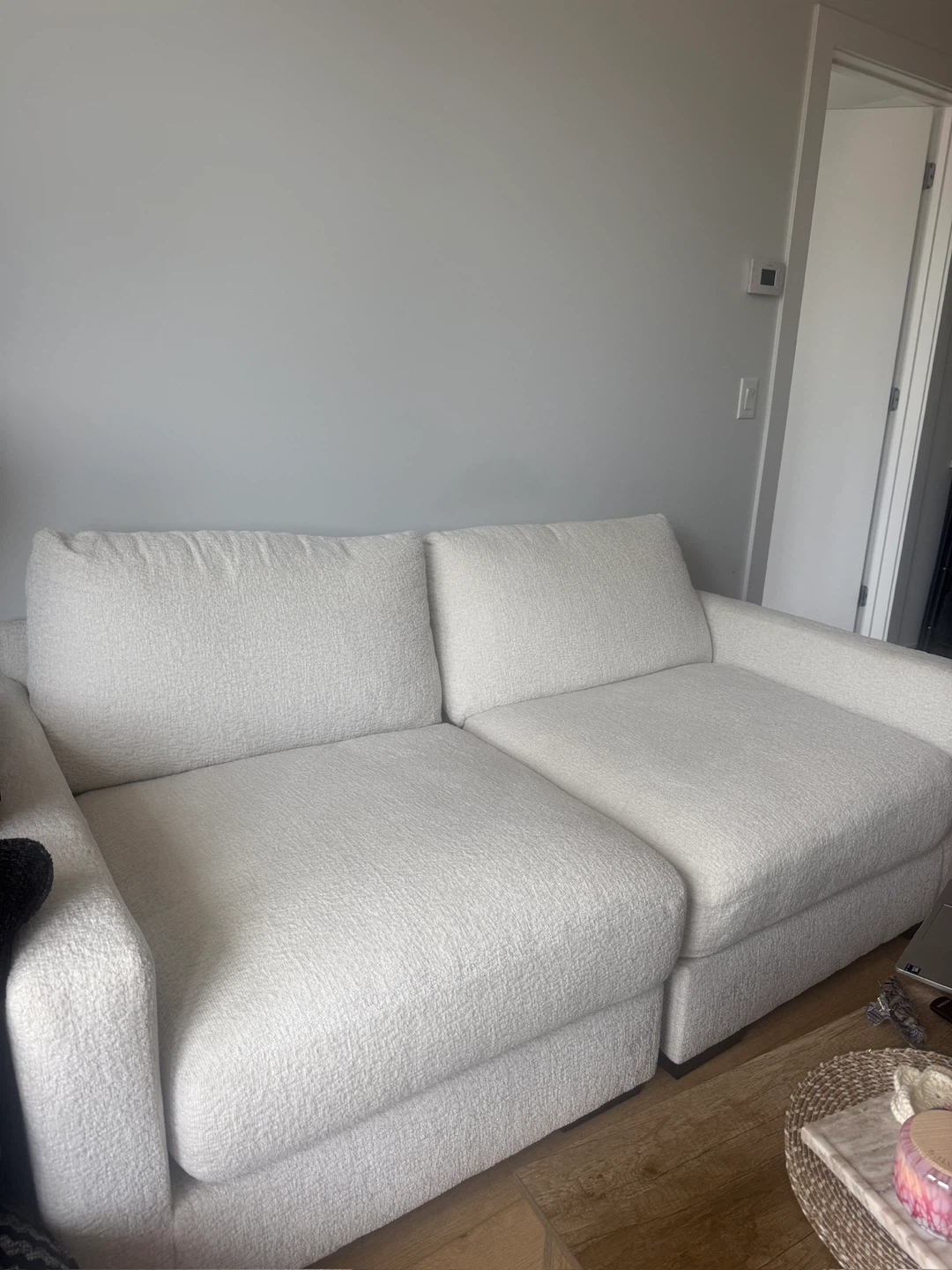 White Boucle Sectional Sofa - photo 2