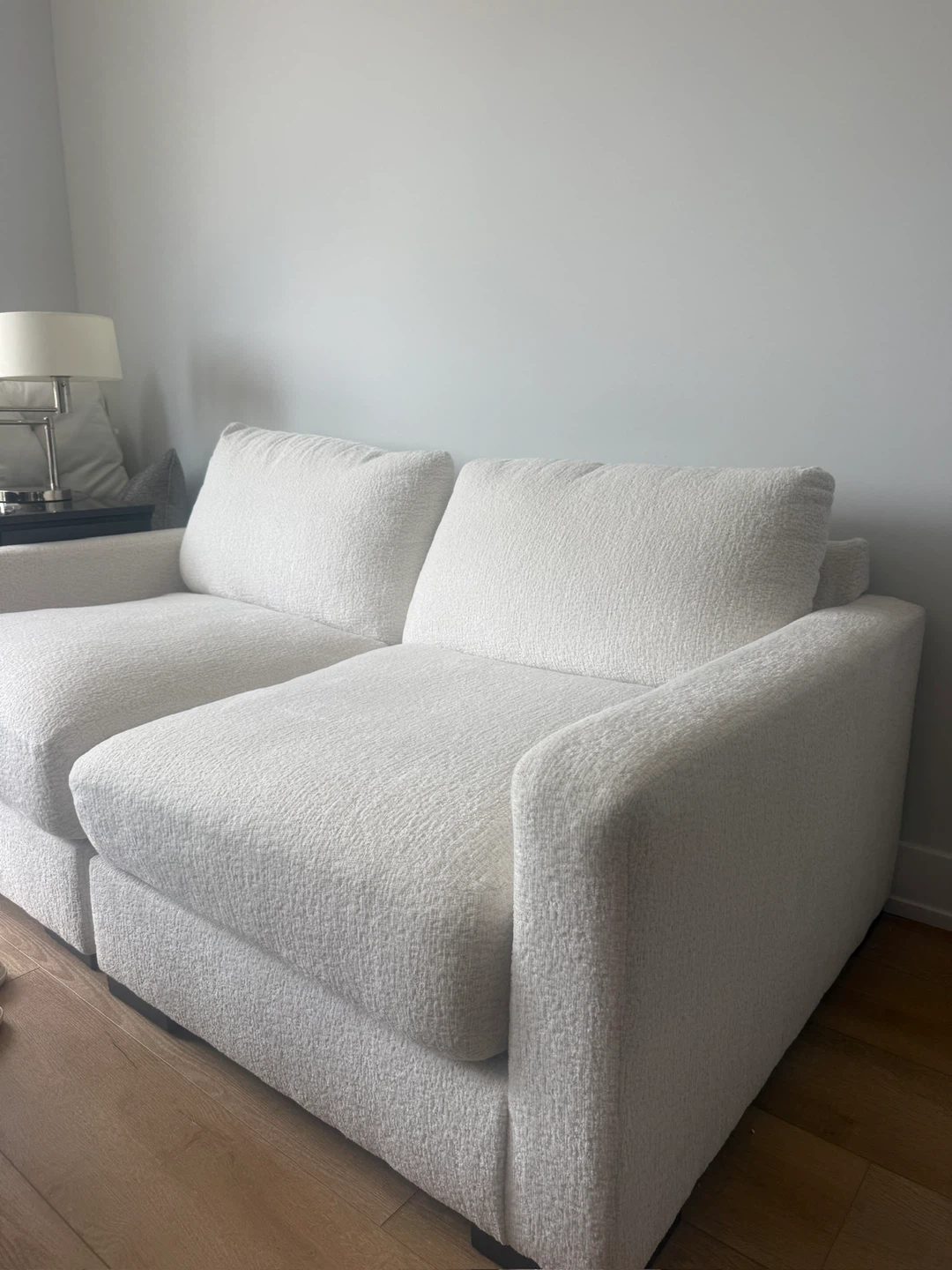 White Boucle Sectional Sofa