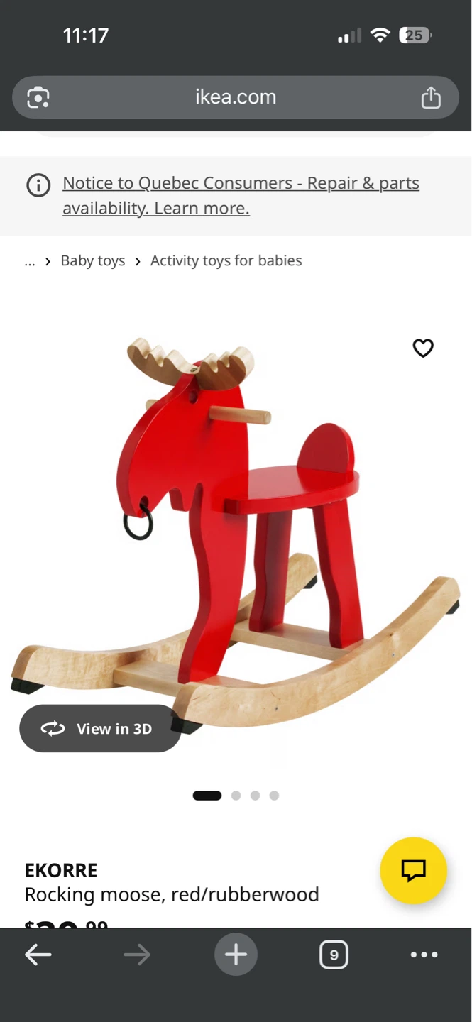 IKEA EKORRE Rocking Moose - Red/Rubberwood - photo 2