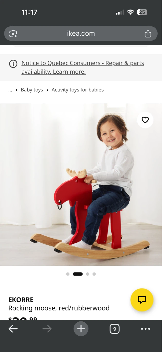 IKEA EKORRE Rocking Moose - Red/Rubberwood