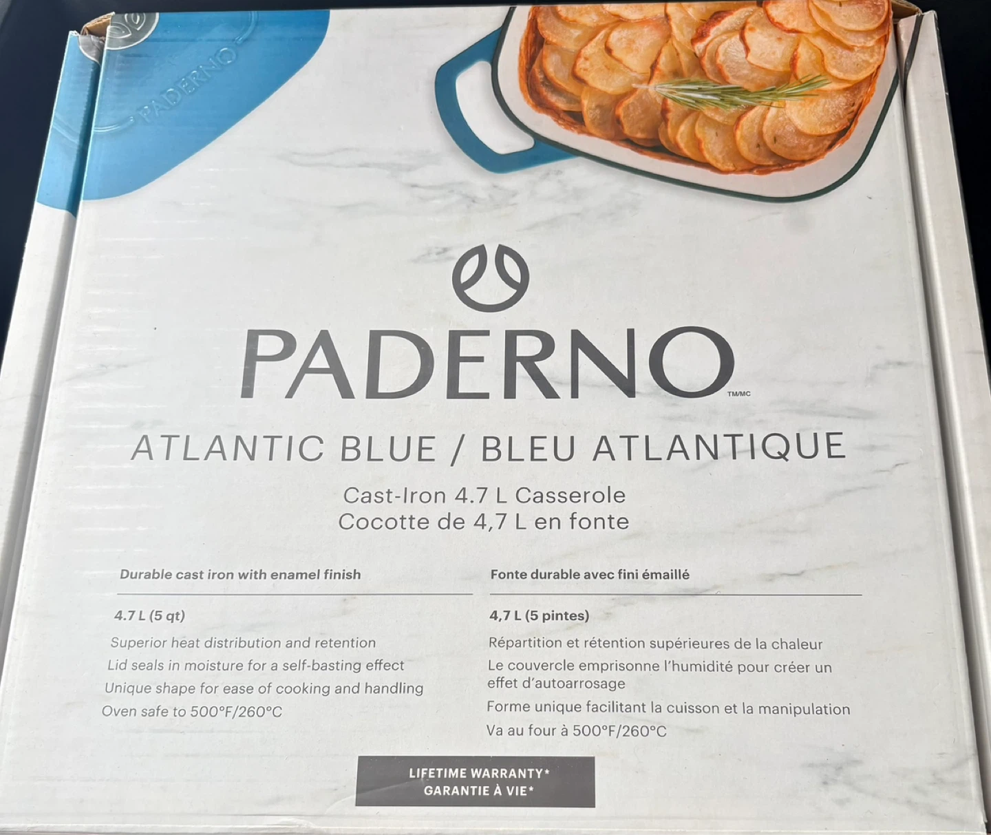 Paderno Cast-Iron Casserole Dish - Atlantic Blue, 4.7L