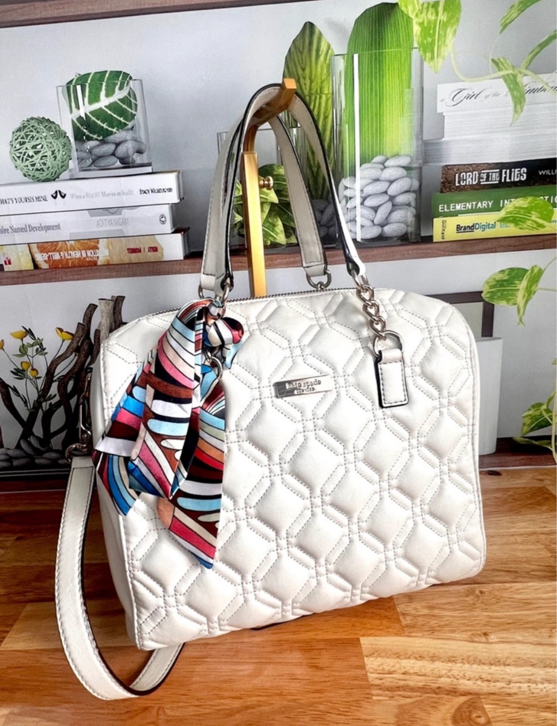 Kate Spade Quilted White Leather Satchel Bag