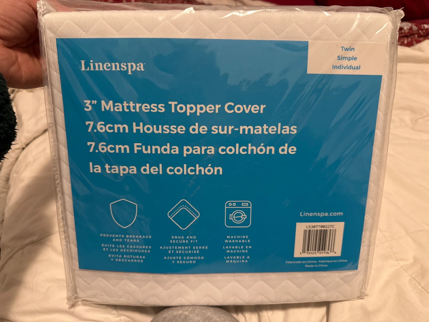 Linenspa 3" Mattress Topper Cover - Twin Size