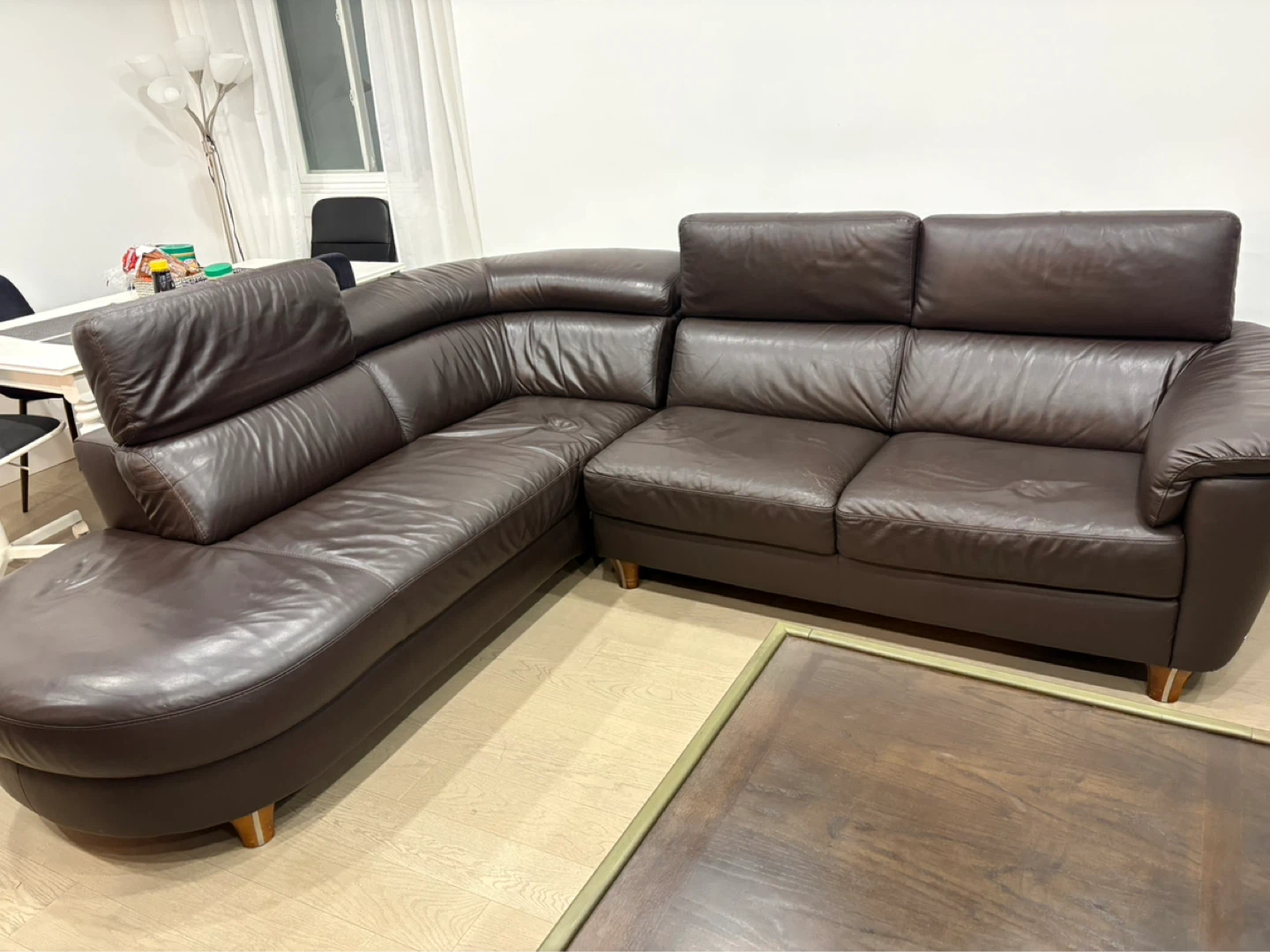 Brown Italy Leather Sectional Sofa
