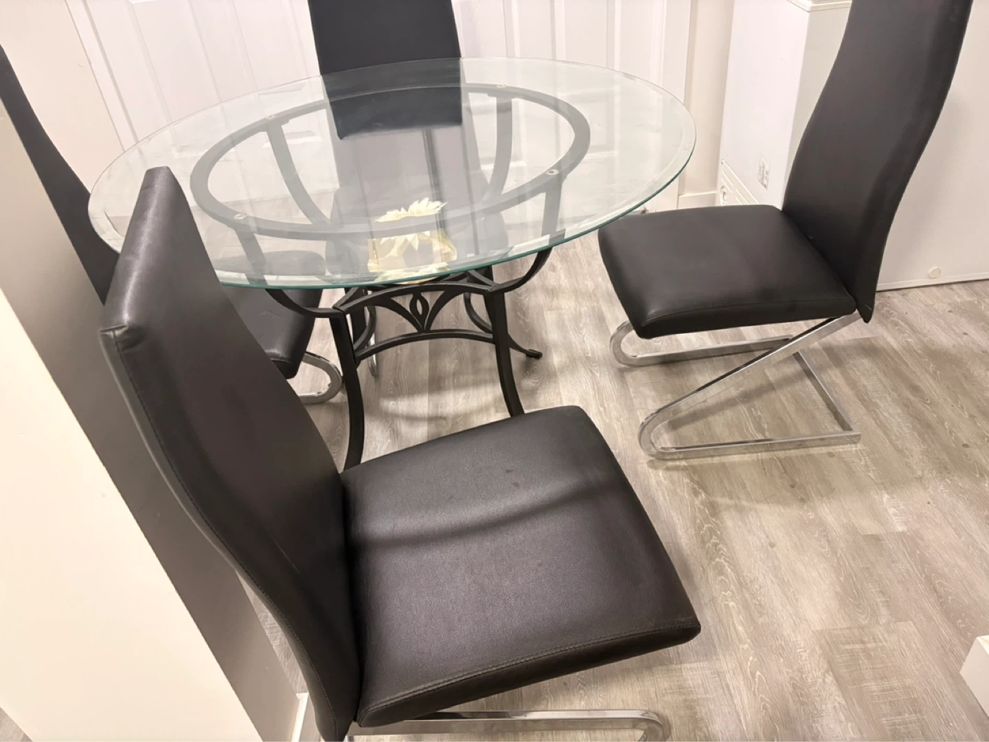 Glass Top Dining Table with 4 Black Chairs - photo 5
