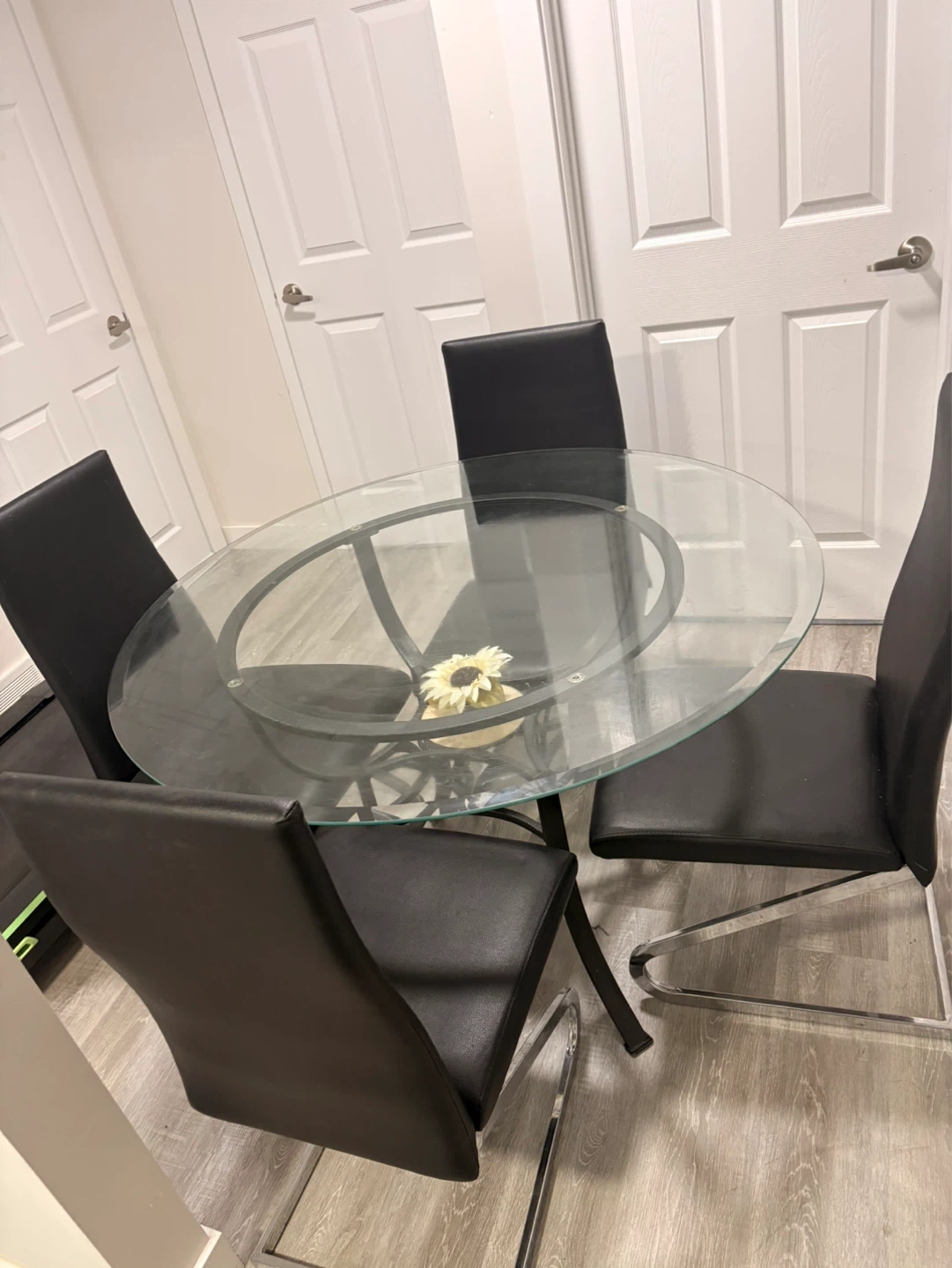 Glass Top Dining Table with 4 Black Chairs - photo 2