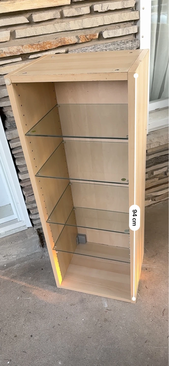 Tall Bookcase with Glass Shelves - photo 2