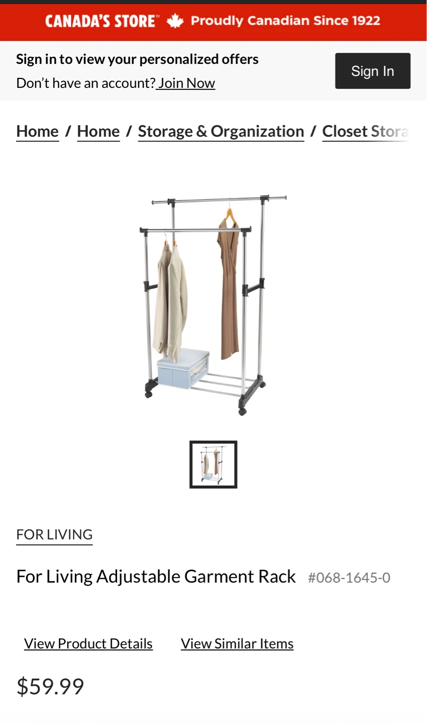BRAND NEW Adjustable garment rack from Canadian Tire - photo 3
