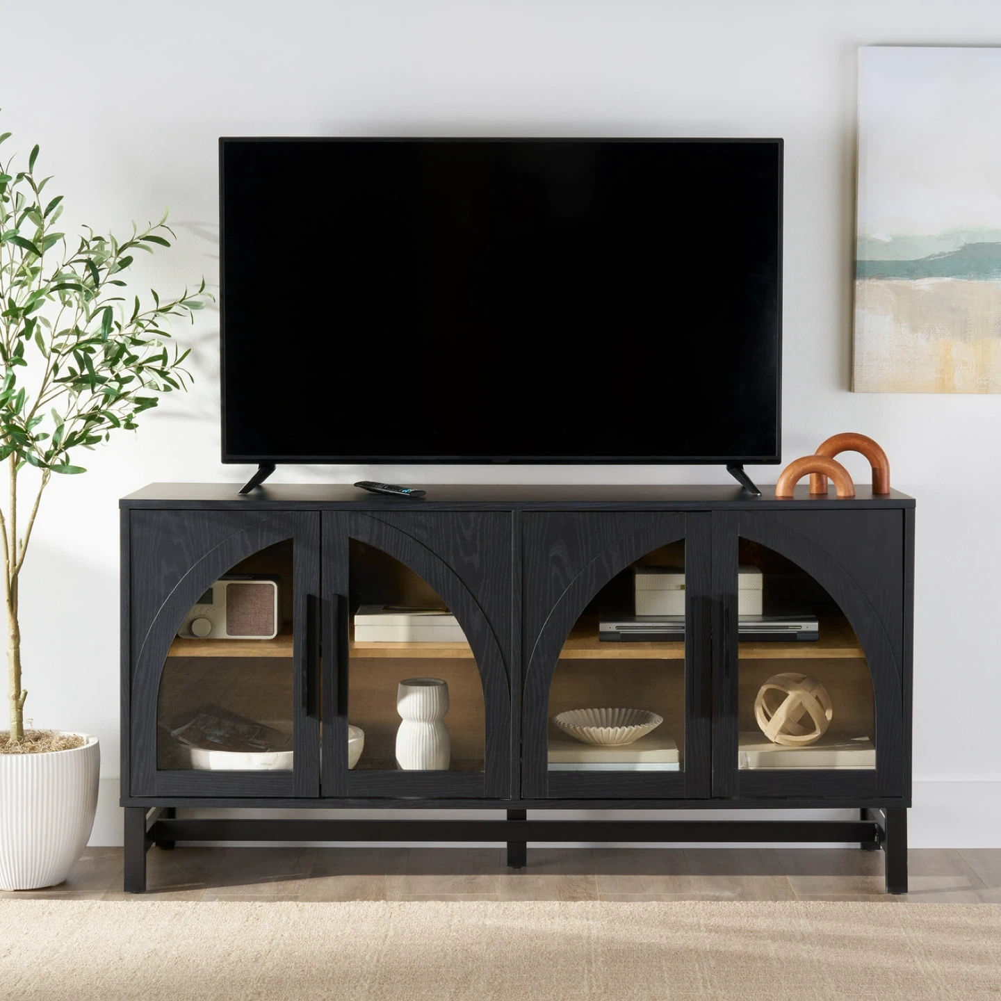 Black 4-Door Media Console - 60" W
