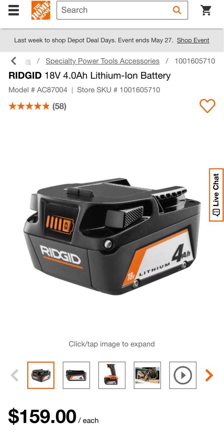 RIDGID 18V 4.0Ah HYPER Lithium-Ion/ Li Battery - photo 2