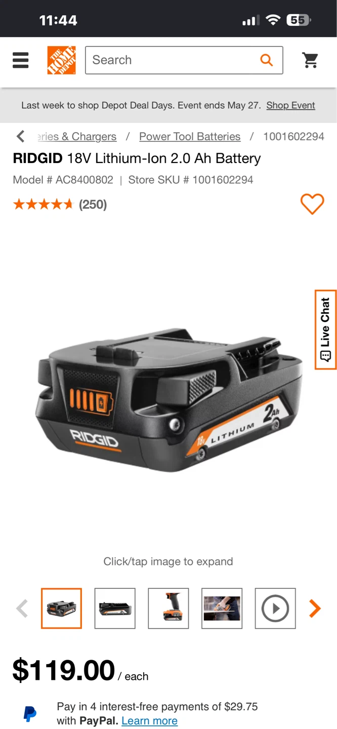 RIDGID 18V Lithium-Ion 2.0 Ah Battery - photo 2