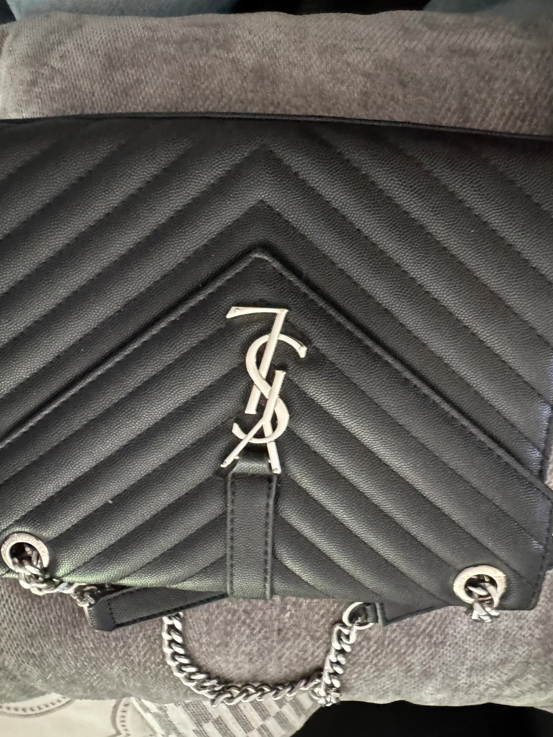 YSL like style Black Quilted Leather Monogram Shoulder Bag - photo 2