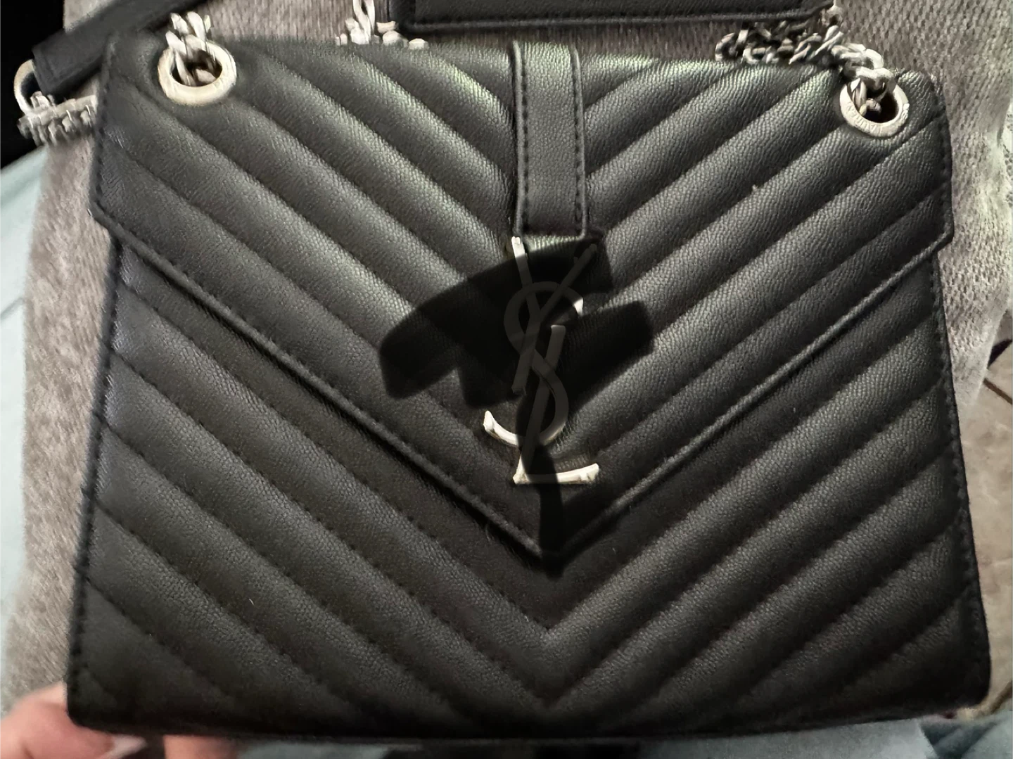 YSL like style Black Quilted Leather Monogram Shoulder Bag